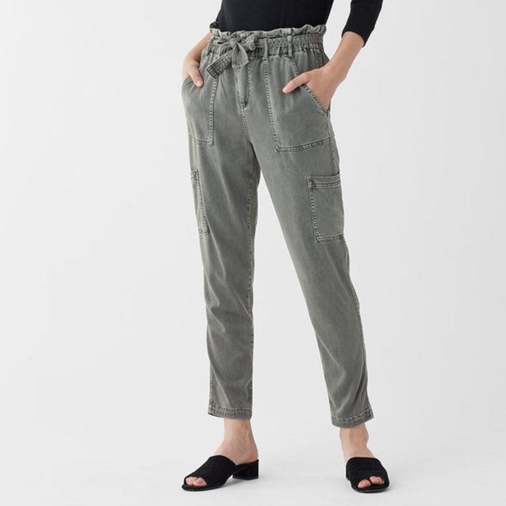 Aerie High-waist Paperbag Pants Olive Green Size Medium